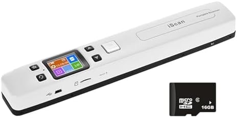 WiFi Portable Handheld Color Photo Scanner for A4 Document,Business Card,Books, Receipt,Pictures up to 1050 DPI,Connect Computer Via Built-in WiFi/USB Cable, Needn't Driver,with 16G SD Card (White) by GZGYNADAST