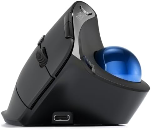 Nulea Wireless Trackball Mouse, 54° Vertical Ergonomic Thumb Control-Blue by Nulea