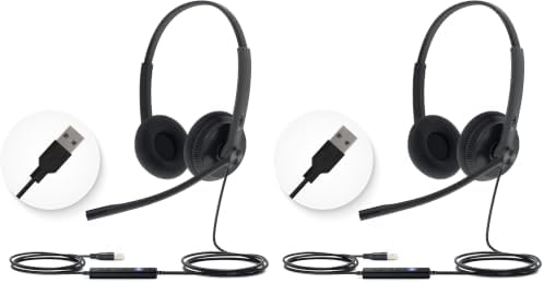 Yealink UH34 USB Headset with Mic,Stereo Wired Headphones with Noise Cancelling Microphone,Professional Work Headset VoIP Phone PC Computer Call Center Office(Ultra Light) (Pack of 2) by RedefineYourWorkplace