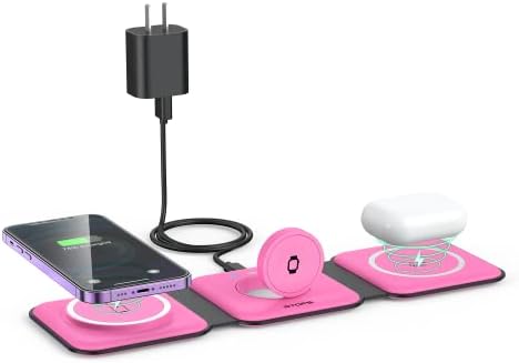 3 in 1 Wireless Charging Station for Apple,Foldable Magnetic Travel Charger by RTOPS