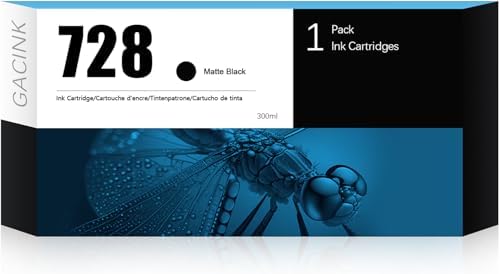 728 Ink Cartridge Matte Black (F9J68A) Latest Upgrade Replacement for HP 728 Ink Cartridges 300ml, Compatible with DesignJet T830 MFP & T730 Large Format Plotter Printers by GACINK