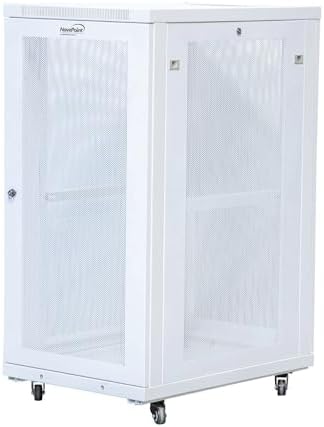 NavePoint 24U Network Cabinet with Perforated Door 24U Wall Mount Server Cabinet White 19" Rack for IT Equipment, AV Devices, Networking Equipment 33" Deep Mid-Depth Server Rack Enclosure by NavePoint