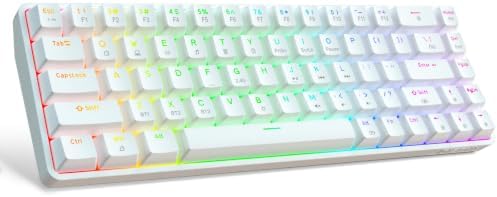 DIERYA DK68 60% Wireless Mechanical Gaming Keyboard, 3 Modes Bluetooth/2.4GHz/USB-C (White/Red Switch, Wireless) by DIERYA