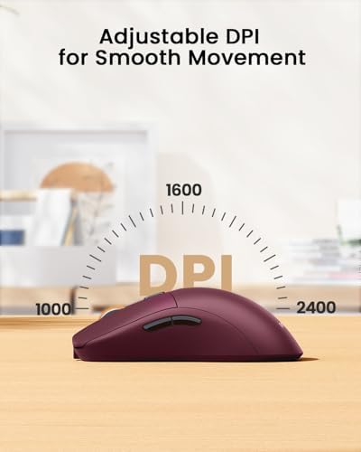 ProtoArc EM15 USB C Mouse, Tri-Mode Bluetooth Mice for Laptop, Wine Red - Image 4