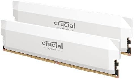 Crucial Pro 32GB DDR5 RAM Kit (2x16GB), CL36 6000MHz, Overclocking Desktop Gaming Memory, Intel XMP 3.0 & AMD Expo Compatible, White - CP2K16G60C36U5W by Crucial
