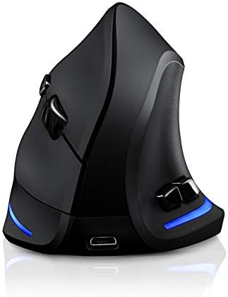TRELC Ergonomic Mouse, 2.4G Wireless Vertical Optical Mouse with Adjustable Sensitivity (1000/1600/2400 DPI), 6 Buttons for PC, Desktop, Laptop, Notebook (Black) by TRELC