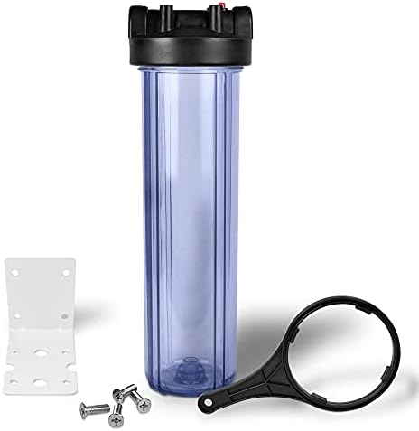 Whole House Water Filtration System, Transparent 4.5x20 Housing, 1" Inlet/Outlet Brass Ports, Pressure Relief Button, 5 Mic Activated Carbon Block Cartridge, Meets NSF Standards & Regulations (20") - Image 2