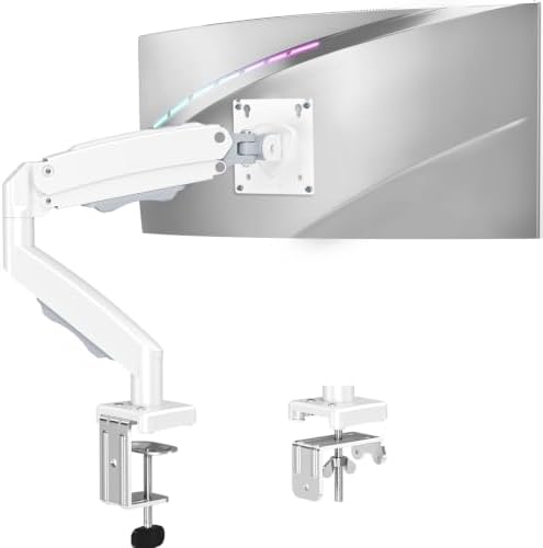 Single Monitor Mount for 32 27 24 22 inch Screen, Monitor Arm Holds 4.4-22 lbs, Monitor Desk Mount, Gaming & Home Office Use, VESA 75x75mm & 100x100mm, Pro White by MOUNTUP