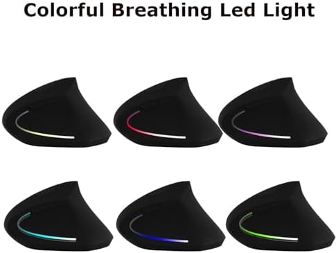 Wireless Mouse Ergonomic Vertical Mouse Ergo LED Light High Precision Optical Cordless Lightweight Mice Gift for Boy Girl Adults for PC Computer Laptop Mac Office,with Side Buttons, 800/1200/1600 DPI - Image 5