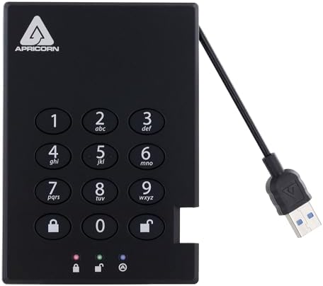Apricorn 500GB Aegis Padlock USB 3.0 256-bit AES XTS Hardware Encrypted Portable External Hard Drive (A25-3PL256-500) - Image 2
