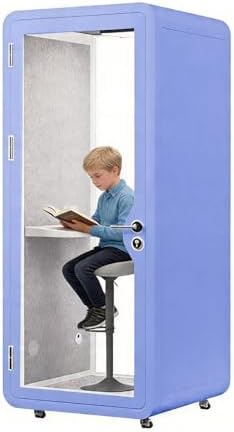 Soundproof Office Pod Booth Mobile Office Pod Booth with Desk/Tempered Glass Door/LED Light/Metal Lock, Private Meeting Room for Focused Study Read or Work, Call Privacy(C,135x115x233cm) by Unknown