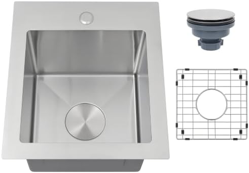 Drop In Bar Sink 15 X 17 inch,16 Gauge Stainless Steel Bar Sink by Lonsince