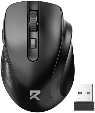 Redragon Wireless Mouse for Laptop, 2.4G Optical Computer Mouse 5-Level 4000DPI, Office Cordless USB Mice, 6 Buttons, 18 Months Battery, Portable for PC, Chromebook, Wins, Mac, Small to Medium Hand by REDRAGON