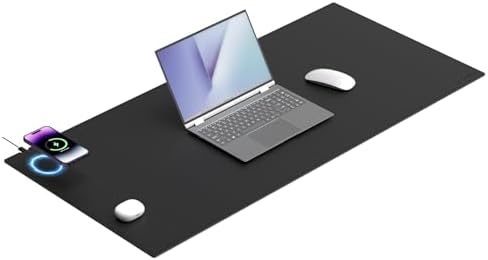 Wireless Charging Desk Pad, 15W Fast Charge, 35.4"x16.9" (Left) by Hi-HONX