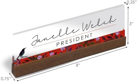 ARTBLOX Personalized Acrylic Desk Name Plate, Bird Design, Wood Stand - Image 3