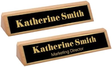 Gem Awards Custom Name Plate for Desk, Oak Insert, 2x10 Inch - Image 2