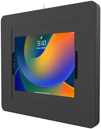 CTA Digital Locking iPad Wall Mount - CTA Anti-Theft Large Locking Tablet Enclosure w/ Key Lock and Interior Cable Routing for iPad Pro 12.9", Surface Pro 3, 4, 5, 6, 7, 8, X - Black - (PAD-PLWB) by CTADigital