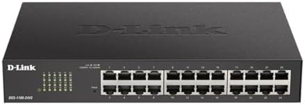 D-Link 24-Port Gigabit Smart Managed Ethernet Switch, L2, VLANs, QoS, IGMP Snooping, LAG, Web UI, Desktop/Rackmount, Fanless, Follows NDAA/TAA, Lifetime Product Coverage (DGS-1100-24V2) by D-Link