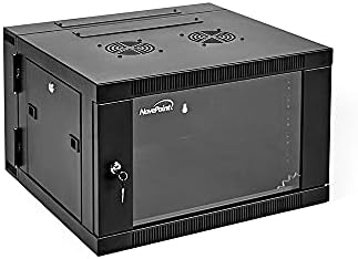 NavePoint 6U Server Cabinet with Hinged Back - 21.6' Deep, 6U Server Rack Enclosure with Locking Glass Door, Wall Mount Rack with Removable Side Panels, Network Cabinet with 2 Fans, Pre-Assembled by NavePoint