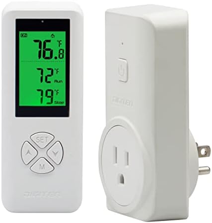 WTC100 Wireless Temperature Controller Digital Plug-in Thermostat Outlet Remote Control Heating Cooling Mode for Window A/C Fan Heater Greenhouse Homebrewing Reptile (Built-in Temp Sensor) by SENSTREE
