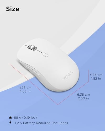 Lenovo Yoga Bluetooth Silent Mouse, 3 Level DPI Adjustment, 36 Month Battery Life, Bluetooth 5.3, 3 Device Paring, Whisper Quiet, Programmable Buttons, Smooth Finish, Seashell - Image 6