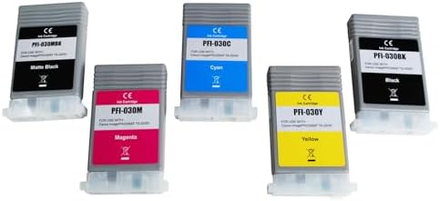 PFI-030 Ink Cartridge Replacement for Canon PFI030 Ink for imagePROGRAF TA-20 TA-30 TM-240 TM-340 Printers, 5-Pack PFI030 Pigment Ink Tank Set (PFI-030MBK PFI-030BK PFI-030C PFI-030M PFI-030Y, 55ML) - Image 7