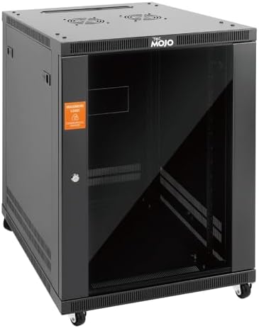 Tecmojo 15U Wall Mount Rack,15U Rack 23.6 Inch Depth,Hold Up to 176 Lbs,Enclosed Wall Mount Rack with 2 Colling Fans,for 19 Inch Network,Server and AV Gear,Glass Door(Elite Collection) by Tecmojo