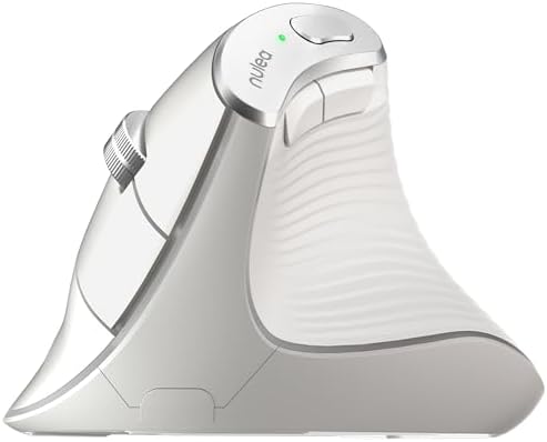 Nulea M510 Vertical Mouse Wireless, Ergonomic Mouse for Comfy Tracking, 3 Adjustable DPI (800-1200-1600), 2.4G Wireless Vertical Mouse with 6 Buttons, Compatible with Windows, Mac OS, Laptop, White by Nulea
