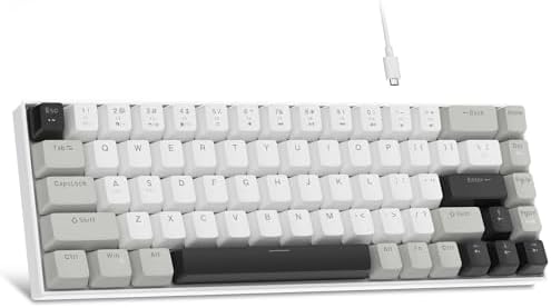 MageGee Portable 60% Mechanical Gaming Keyboard, MK-Box LED White Backlit Compact 68 Keys Mini Wired Office Keyboard with Red Switch for Windows Laptop PC Mac - Grey by MageGee