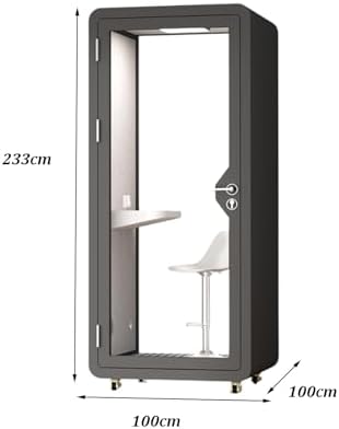Mobile Office Pod Booth, Office Soundproof Booth with LED Lighting & Acoustic Panels, Privacy Silent Booth with Wheel for Focused Work Study and Call Privacy(White) - Image 7