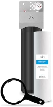 Brio Whole House Water Filter System w/Gauge & Fast-Flow Sediment Filter (5 Micron) 4.5" x 20" | Removes Dirt, Improves Taste & Protects Home Appliances | 900 GPH | 100,000 Gallons or 12 Months by Brio