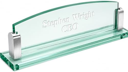Executive Gift Shoppe | Personalized Glass Desktop Name Plate with Custom Engraving by ExecutiveGiftShoppe