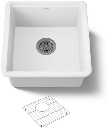 KOHLER Billings 18" Undermount Bar Sink, Single Bowl, Neoroc Composite, Matte Finish, Compact Prep Sink for Wet Bar or Kitchen Island, Matte White, K-33711-CM6 by Unknown