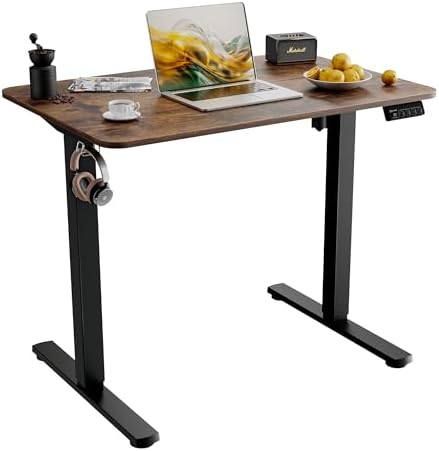 Small Standing Desk,35"x24" Height Adjustable Sit-Stand Home Office, Brown by ERGOMAKER