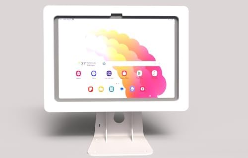 Anti-Theft Acrylic Case with 360 Rotate 180 Swivel Metal Desktop Stand & 90-Degree USB C Cable for Samsung Galaxy TAB Tablet (White, TAB A11+ A9+ 11) - Image 4