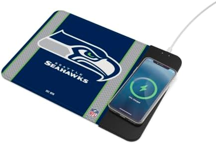SOAR NFL Official Established Primary Logo Wordmark Home Office Wireless Charging Mouse Pad Mat 11.8" x 8.6" (Seattle Seahawks) by SOAR