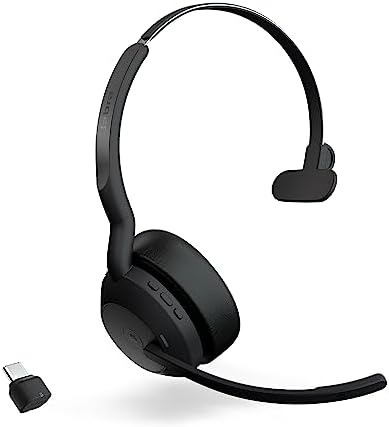 Jabra Evolve2 55 Mono Wireless Headset - Features AirComfort Technology, Noise-Cancelling Mics & Active Noise Cancellation - MS Teams Certified, Works with Other Platforms - Black by Jabra