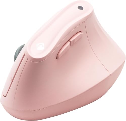 J-Tech Digital Wireless Mouse, Vertical Ergonomic Mouse with 2.4G Wireless & Bluetooth for 3 Multi-Device Function, Adjustable DPI Modes, Compatible with PC, Mac, Laptop - Pink by J-TechDigital
