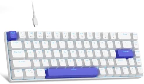 MageGee Portable 60% Mechanical Gaming Keyboard, RGB Backlit Compact 68 Keys Wired Mini Keyboard for Laptop PC Mac, Hot Swappable, Blue Whale Switch - White by MageGee