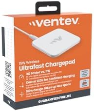 Ventev – 15W Qi Wireless Charging Pad for iPhone iPhone 17, Pro, Pro Max & Air, iPhones 16-12, AirPods, Samsung Galaxy S24 Ultra, Note 20 | iPhone Wireless Charger Fast Charging - White - Image 7