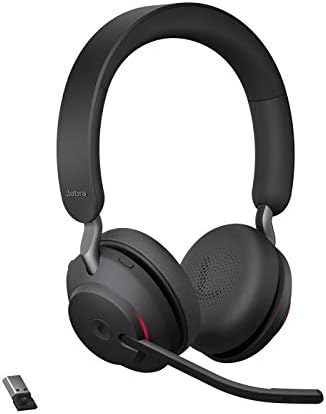 Jabra Evolve2 65 Bluetooth Wireless Headset with Mic for Calls and Music, Dual-Ear Headphones with USB-A Adapter, Up to 37 Hours Battery, Noise-Cancelling, Works with Online Meeting Apps, Black (193) by Jabra
