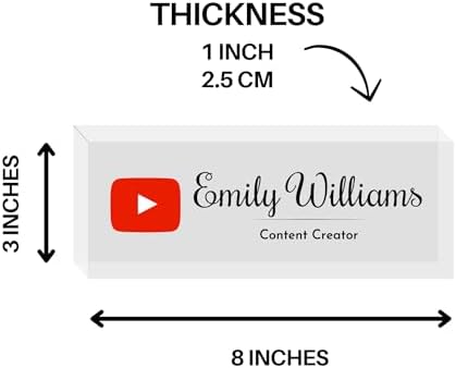 Customized Clear Acrylic Thick 8x3" Desk Name Plate Block with Personalized Logo - Professional Office Decor - Customized Acrylic Plate Gift for Teacher Co-workers (Logo (Clear Background)) - Image 6
