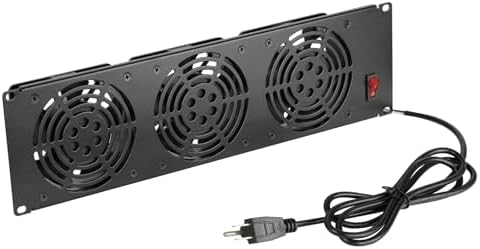 Tecmojo 3U Rack Mount Fan Panel, 3 Fans Cabinet Cooling Fans, 19in 6ft Cord Server Cooling System for Audio Rack and AV Cabinet in Office, Theater(Vertical Assemble) by Tecmojo