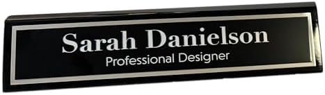 Gem Awards Custom Name Plate for Desk, Black Piano Insert, 2x8 Inch - Image 5