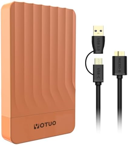 YOTUO 500GB External Hard Drive, Portable Storage Expansion HDD, USB 3.0 & USB-C for PC, Mac, Desktop, Laptop, Smartphone, PS4, Xbox One, Xbox 360, Office & Game Orange by YOUTO