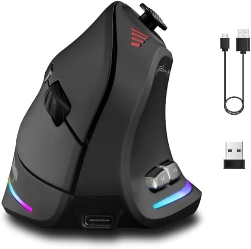 Zeerkeer Ergonomic Vertical Mouse with 5D Rocker, 24000 DPI/12 Programmable Button, Wireless Gaming Mouse by Zeerkeer