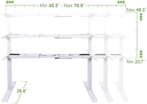 Fromann Dual Motor Standing Desk Frame 3 Tier Legs Sit Stand up Electric Height Adjustable Desk Base for Home and Office (White) - Image 5