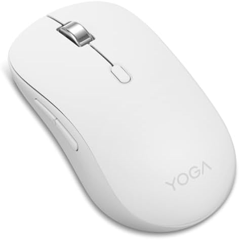 Lenovo Yoga Bluetooth Silent Mouse, 3 Level DPI Adjustment, 36 Month Battery Life, Bluetooth 5.3, 3 Device Paring, Whisper Quiet, Programmable Buttons, Smooth Finish, Seashell by LENOVO