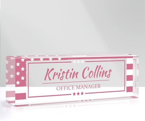 Custom Name Plate for Desk, Personalized Desk Name Plate on Clear Acrylic Glass, Appreciation Gifts for Teacher Employee Boss Coworkers Nurse, Office Desk Accessories for Women Men (Dusty Pink) by DOCRAGI