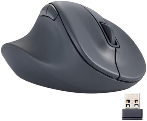 ELECOM Left Hand Wireless Ergonomic Mouse, 2.4GHz with Mini USB Receiver, Silent Click, 2000DPI, 5 Buttons, Optical Sensor, Compatible with PC, Mac, Laptop, EX-G, Msize Black (M-XGM31DBSKBK) by ELECOM
